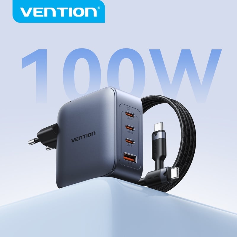 Vention USB C Charger 100W GaN Charger For MacBook Laptop PD Fast Charging for iPhone Xiaomi USB Type C Charger for iPhone 17 16 - AliExpress 202192403