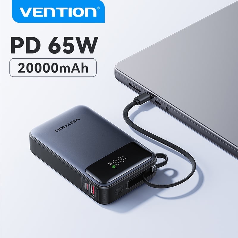 Vention 65W 20000mAh Power Bank with USB-C Cable