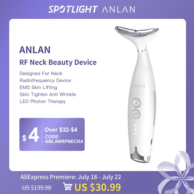 ANLAN RF צוואר פנים יופי מכשיר EMS הרמת צוואר קמטים מסיר LED פוטון טיפול עור להדק נגד קמטים טיפוח עור מכשיר| | - AliExpress