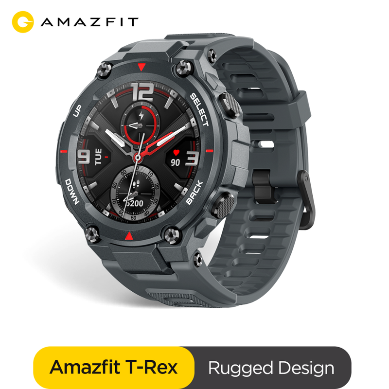 In stock 2020 CES Amazfit T rex T rex Smartwatch 5ATM waterproof Smart Watch GPS/GLONASS AMOLED Screen for iOS Android|Smart Watches| - AliExpress