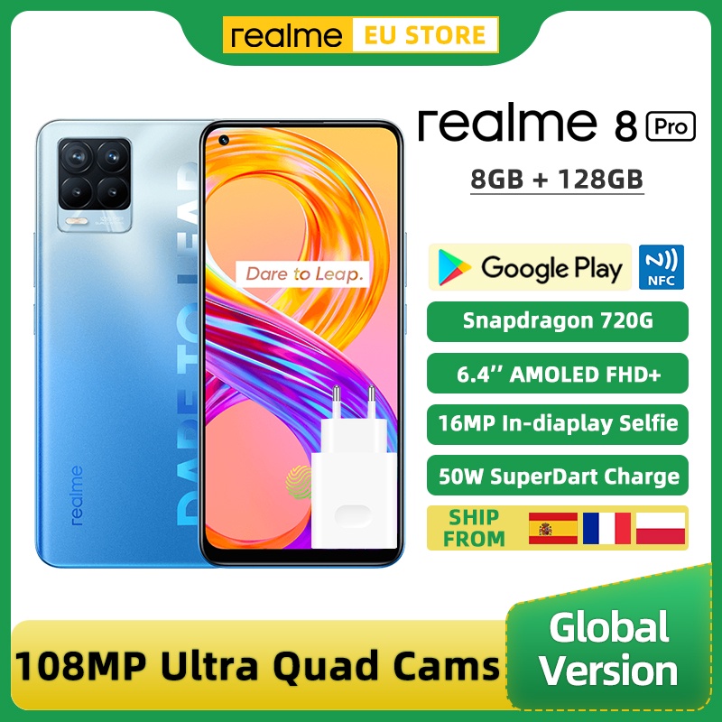 In Stock Realme 8 Pro Global Version Smartphone 8GB 128GB 6.4‘’ Display 108MP Ultra Quad Camera Snapdragon 720G 4500mAh 50W NFC|Cellphones| - AliExpress
