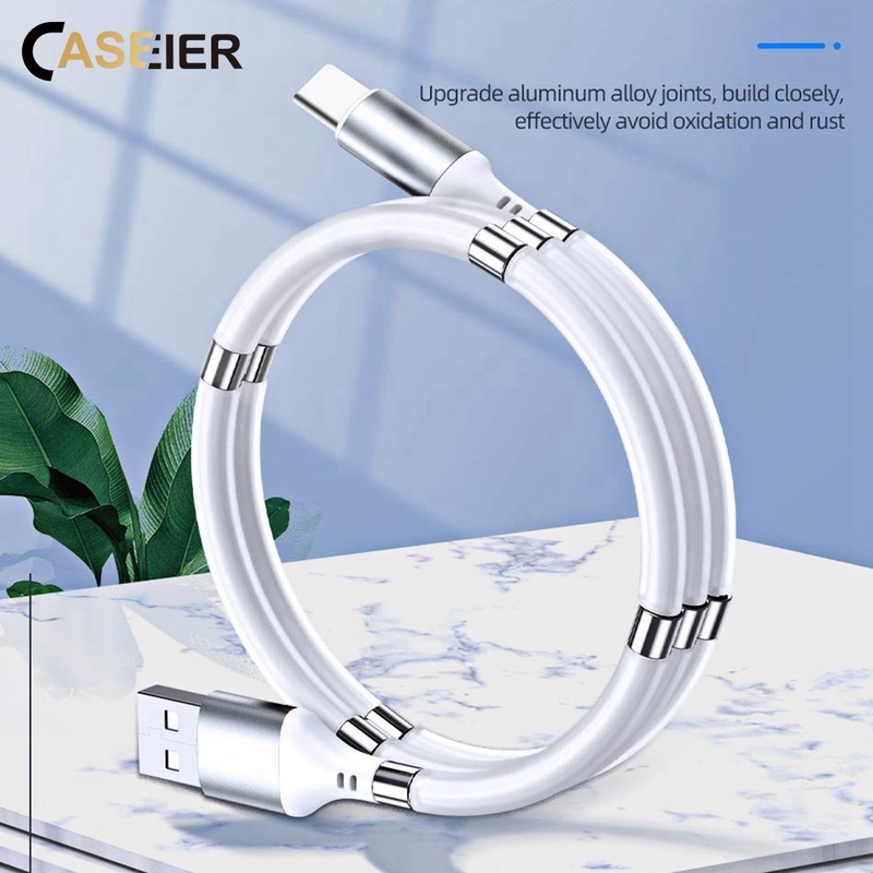CASEIER Data USB Cable Magnetic Absorption Charger Cables 360 Degree Magnetic Charging Cable For Type C Android Easy Storage|Mobile Phone Cables| - AliExpress