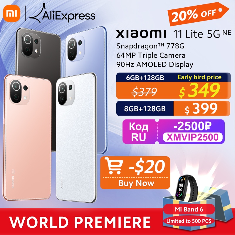 【World Premiere】Global Version Xiaomi 11 Lite 5G NE Smartphone 6GB/8GB RAM 128GB ROM Snapdragon 778G Octa Core 64MP Camera 90Hz|Cellphones| - AliExpress