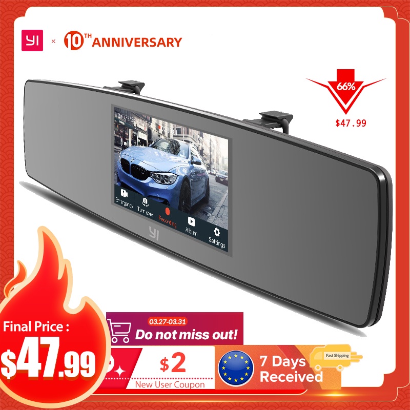 YI Mirror Dash Cam Dual Dashboard Camera Recorder Touch Screen Front Rear View HD Camera G Sensor Night Vision Russian Stock|camera recorder|mirror dash cam|dash cam dual - AliExpress