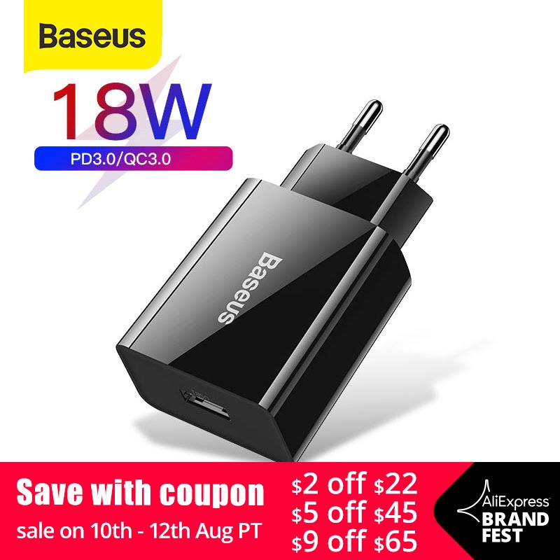 Baseus 18W Fast USB Charger Support Quick Charge 3.0 USB Type C PD Charger Mini Portable Phone Charger ForHuawei ForXiaomi ForiP|Mobile Phone Chargers| - AliExpress
