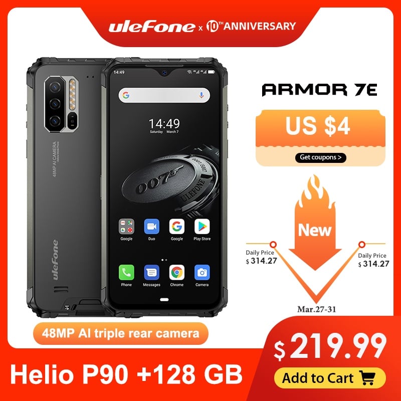 Ulefone Armor 7E Rugged Mobile Phone Helio P90+128G Smartphone 2.4G/5G WiFi Waterproof IP68 Global Version Android 9.0 NFC/48MP|Cellphones| | - AliExpress