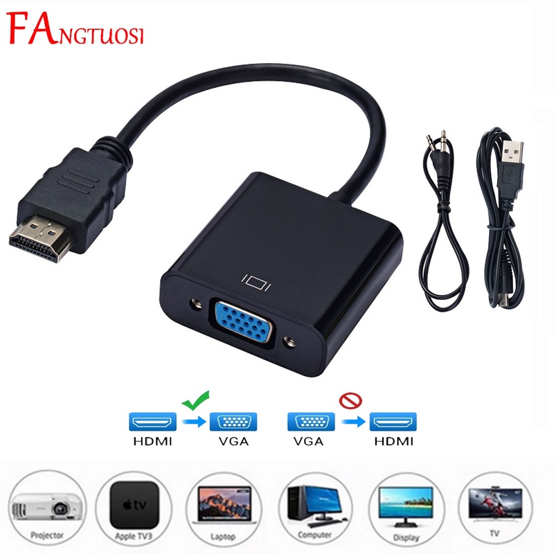 FANGTUOSI HDMI to VGA Adapter Male To Famale Converter Adapter 1080P Digital to Video Audio For PC TV Box|HDMI Cables| - AliExpress