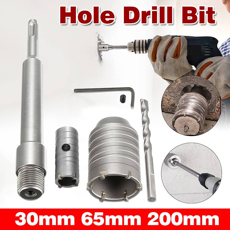 Professional 1 Set 30mm 65mm SDS Plus Shank Concrete Cement Stone Wall Hole Saw Drill Bit With 200Mm Connecting Rod Wrench|Drill Bits| | - AliExpress