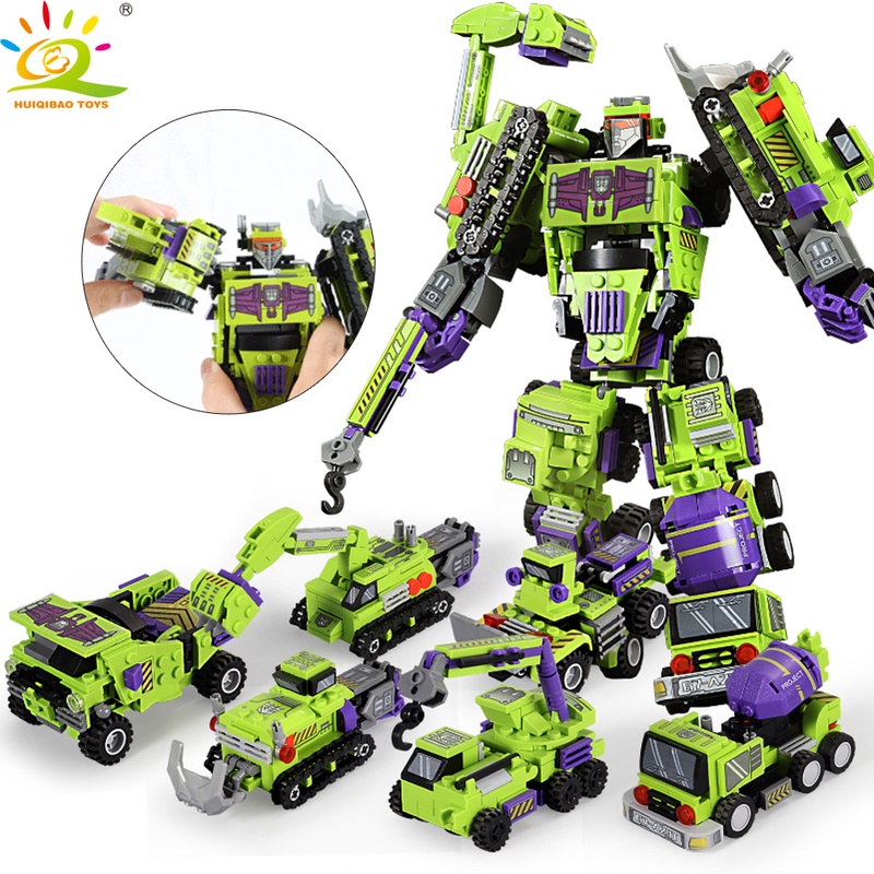 709pcs 6in1 Transformation Robot Building Block City Engineering Excavator car truck constructor Bricks toy For Children|Blocks| - AliExpress