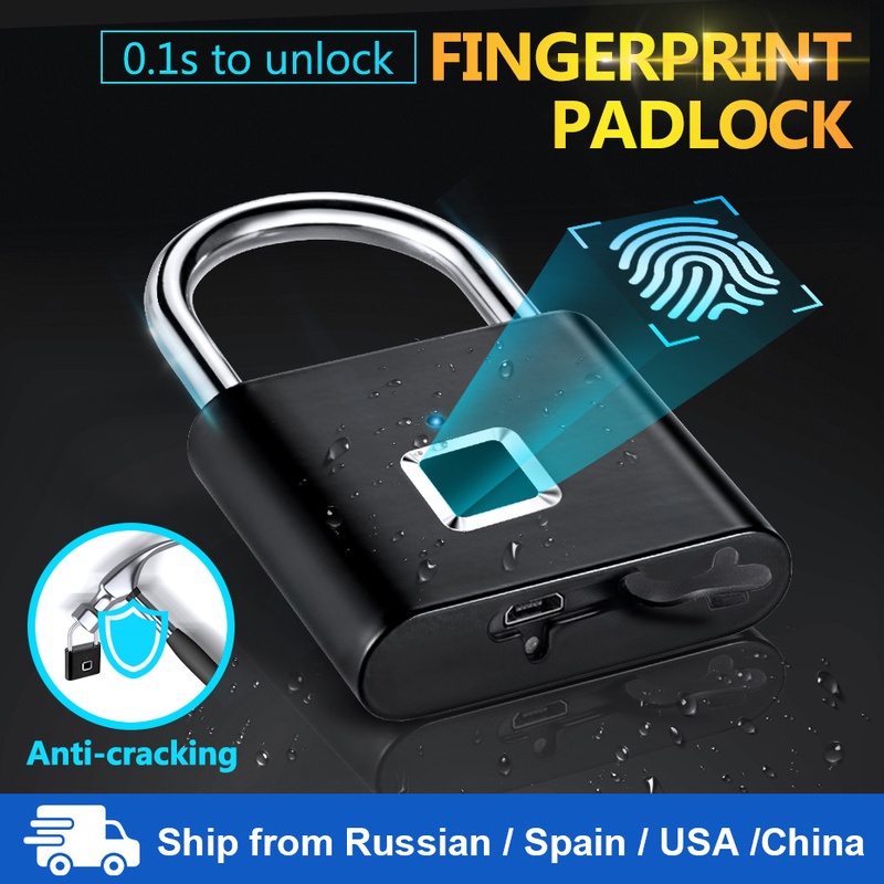 Towode Keyless USB Rechargeable Door Lock Fingerprint Smart Padlock Quick Unlock Zinc alloy Metal Self Developing Chip|Electric Lock| - AliExpress