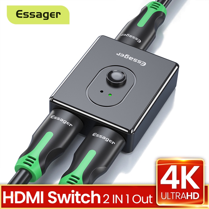 Essager HDMI compatible Splitter 4K HD Bi Direction 2.0 1x2 2x1 Adapter 2 in 1 Out HDMI compatible Switcher For PS4 Xbox TV BOX|HDMI Cables| - AliExpress