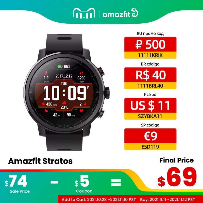 Original Amazfit Stratos Smartwatch Smart Watch GPS Calorie Count 50M Waterproof for Android iOS Phone|Smart Watches| - AliExpress