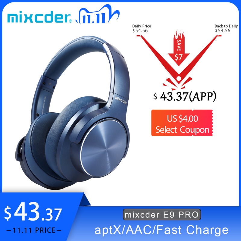Mixcder E9 PRO aptX LL Headphones Wireless Bluetooth Active Noise Cancelling Headphone USB Fast Charging with MIC Blue Headsets|Bluetooth Earphones & Headphones| - AliExpress