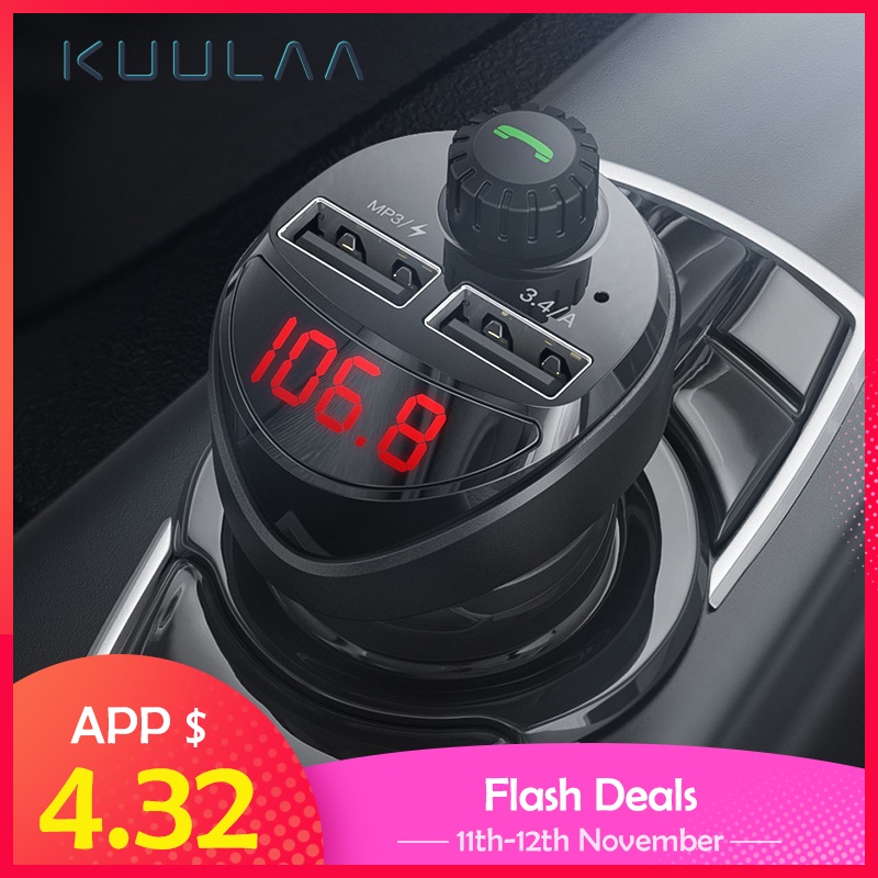 KUULAA Car Charger with FM Transmitter Bluetooth Receiver Audio MP3 Player TF Card Car Kit 3.4A Dual USB Car Phone Charger-in Car Chargers from Cellphones & Telecommunications on AliExpress - 11.11_Double 11_Singles' Day