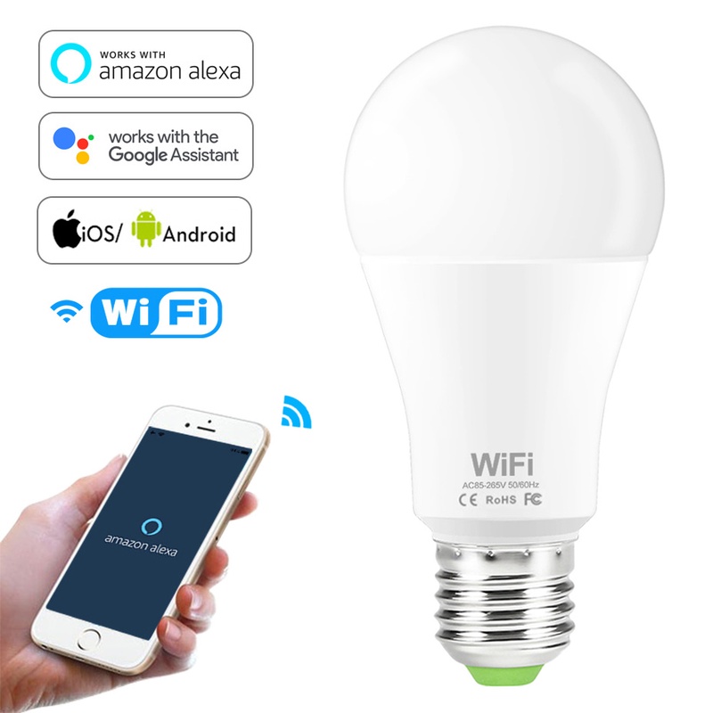 Dimmable 15W E27 WiFi Smart Light Bulb LED Lamp App Operate Alexa Google Assistant Voice Control Wake up Smart Lamp Night Light-in LED Bulbs & Tubes from Lights & Lighting on AliExpress