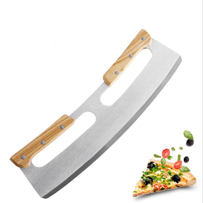 Pizza Cutter Rocker Stainless Steel with Double Wooden Handle 14 Inch Upgraded Sharp Pizza Slicer Knife Chopper with Blade Cover|Pizza Tools| - AliExpress