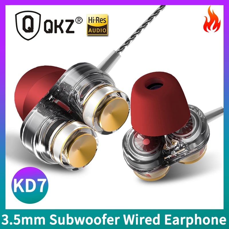 Original QKZ KD7 Dual Driver Sport Earphone 3.5mm Jack Stereo Music Headset Hands Free With Mic Game Earbuds for All Phone Pc|Phone Earphones & Headphones| - AliExpress