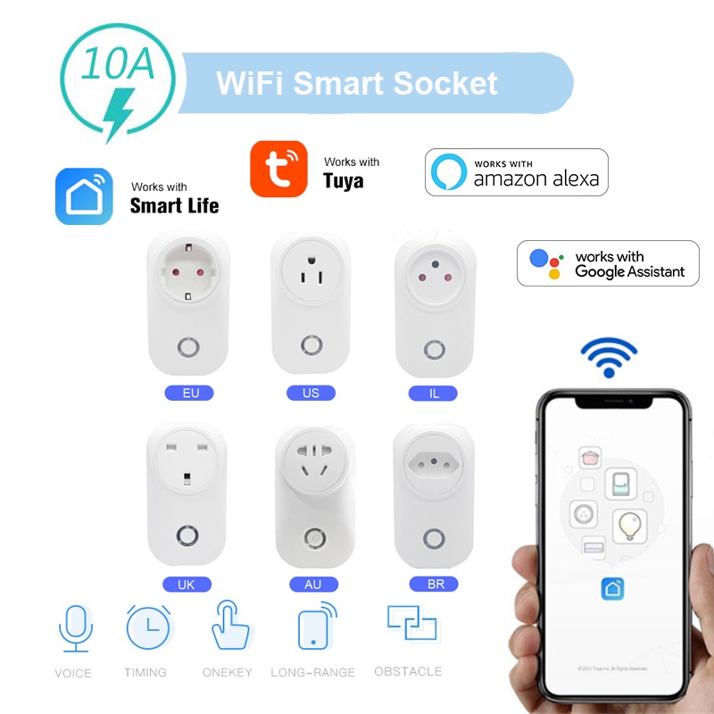 Tuya smart life wifi Smart Plug Socket 10A Outlet Remote Control Power Monitor Timing works with Alexa Google Home Siri Voice