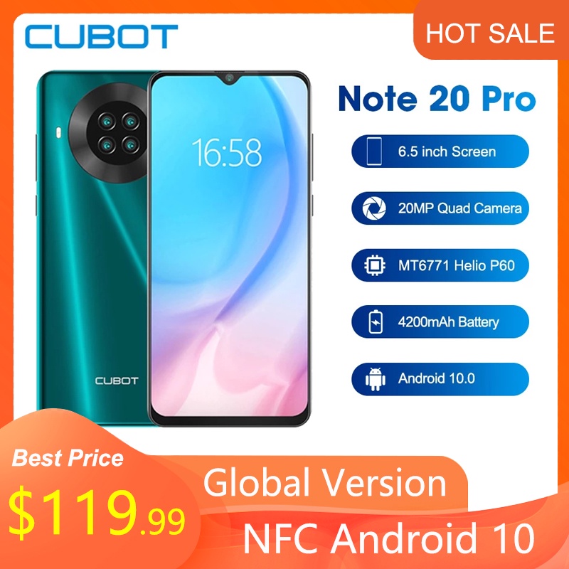 Cubot Note 20 Pro Global version NFC 8GB+128GB Smartphone 6.5” Android 10 4200mAh Dual SIM Telephone 4G LTE celular|Cellphones| - AliExpress