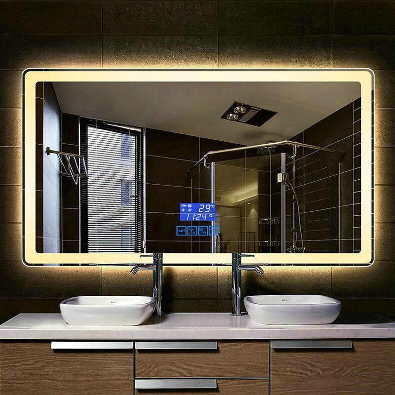 60x80cm 50x70cm Smart Rectangular Bathroom Mirror High Quality Refection Two Color LED Bathroom Mirror|Bath Mirrors| - AliExpress