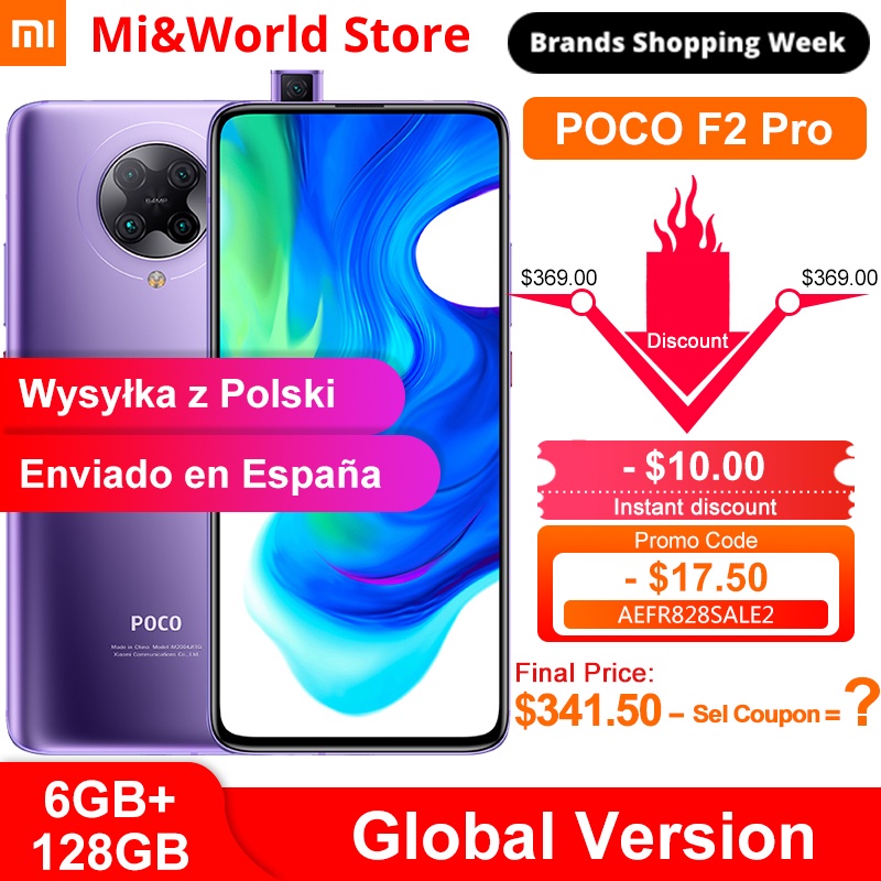 Global Version Xiaomi POCO F2 Pro 6GB 128GB Smartphone Pocophone Snapdragon 865 64MP Quad Camera 6.67