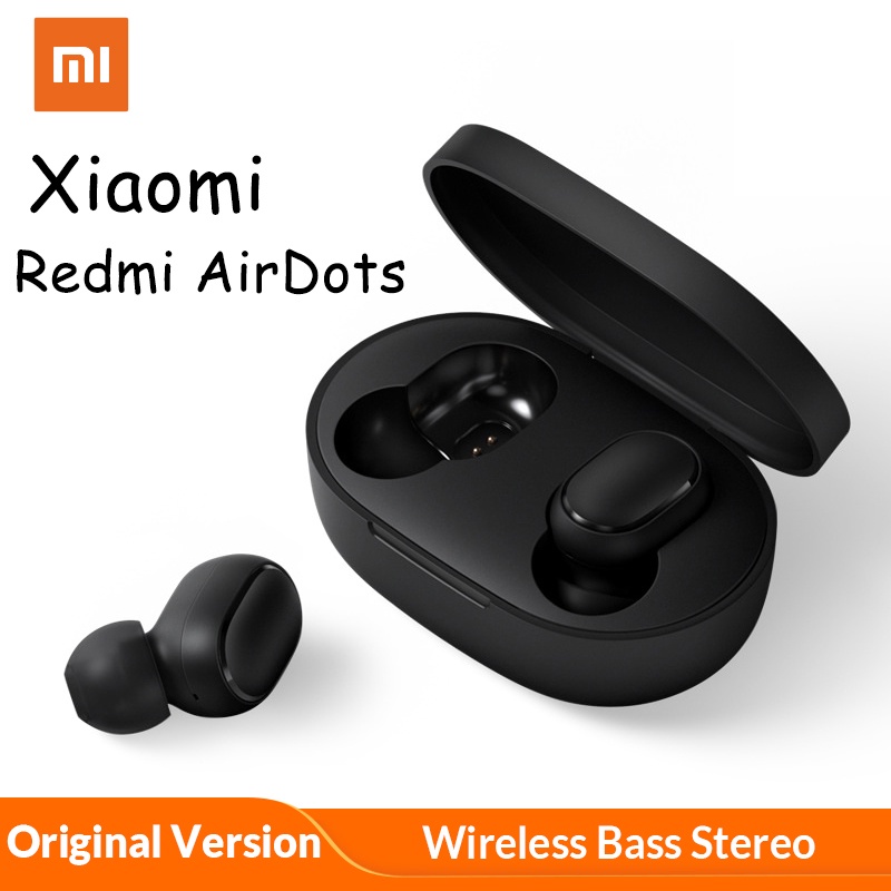 קנו אוזניות | Xiaomi Redmi AirDots TWS Wireless Bluetooth 5.0 Charging Earphone 8D Bass Stereo Earphones With Mic Handsfree Earbuds AI Control