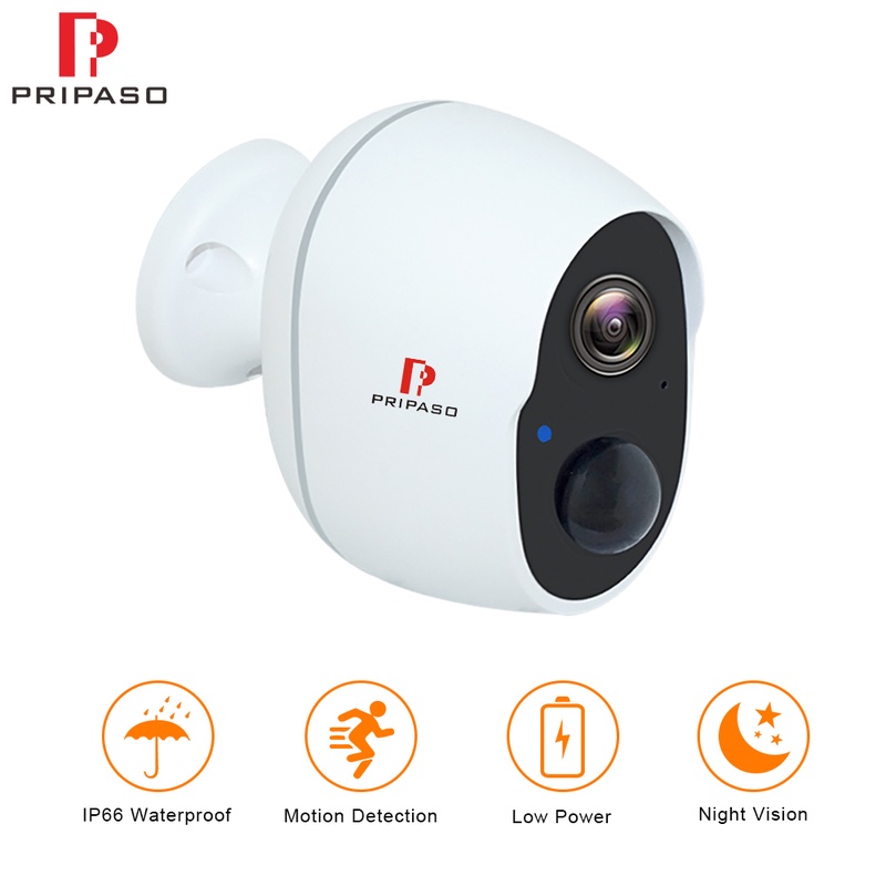 Pripaso 1080P אלחוטי סוללה מופעל IP CCTV מצלמה חיצוני עמיד למים אבטחת נטענת Wifi סוללה מצלמה מקורה בית|מצלמות מעקב| - AliExpress