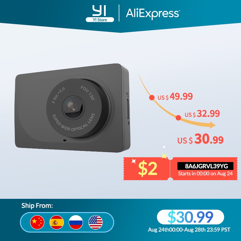 YI Compact Camera Car Recorder 1080p Full HD Cam Dash board with 2.7 inch LCD Screen 130 WDR Lens G Sensor Night Vision Black|DVR/Dash Camera| - AliExpress