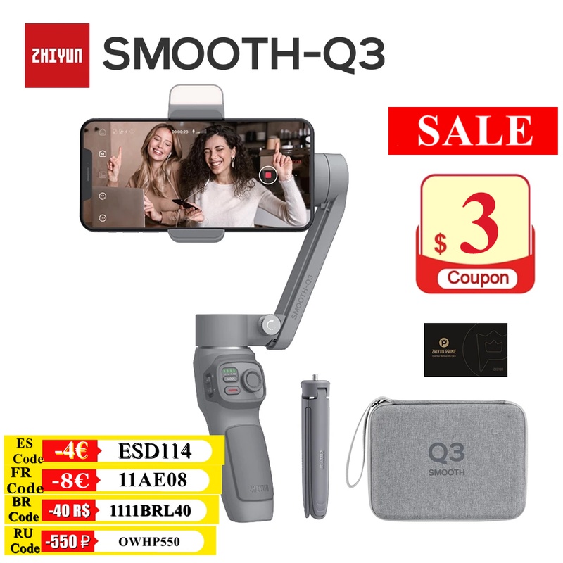 Zhiyun Smooth Q3 3 Axis Smartphone Gimbal Stabilizer with Light Auto Inception Object Tracking for iPhone 13 12 PRO MAX Android|Handheld Gimbals| - AliExpress