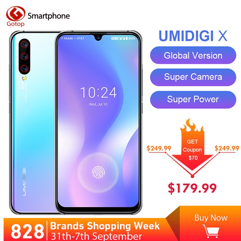 UMIDIGI X In screen Fingerprint 6.35 AMOLED Display Global Version 48MP Triple Back Camera 128GB 4GB Helio P60 4150mAh Cellphone-in Cellphones from Cellphones & Telecommunications on Aliexpress.com | Alibaba Group