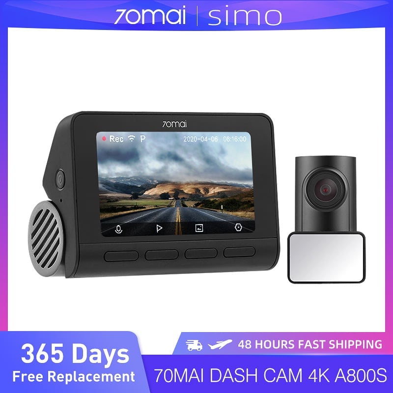 70mai דאש מצלמת 4K A800S ראייה כפולה 70mai A800S GPS ADAS רכב DVR 2160P 4K 24H חניה 140FOV תמיכה אחורי מצלמת 70mai דאש מצלמת 4K|DVR/Dash Camera| - AliExpress