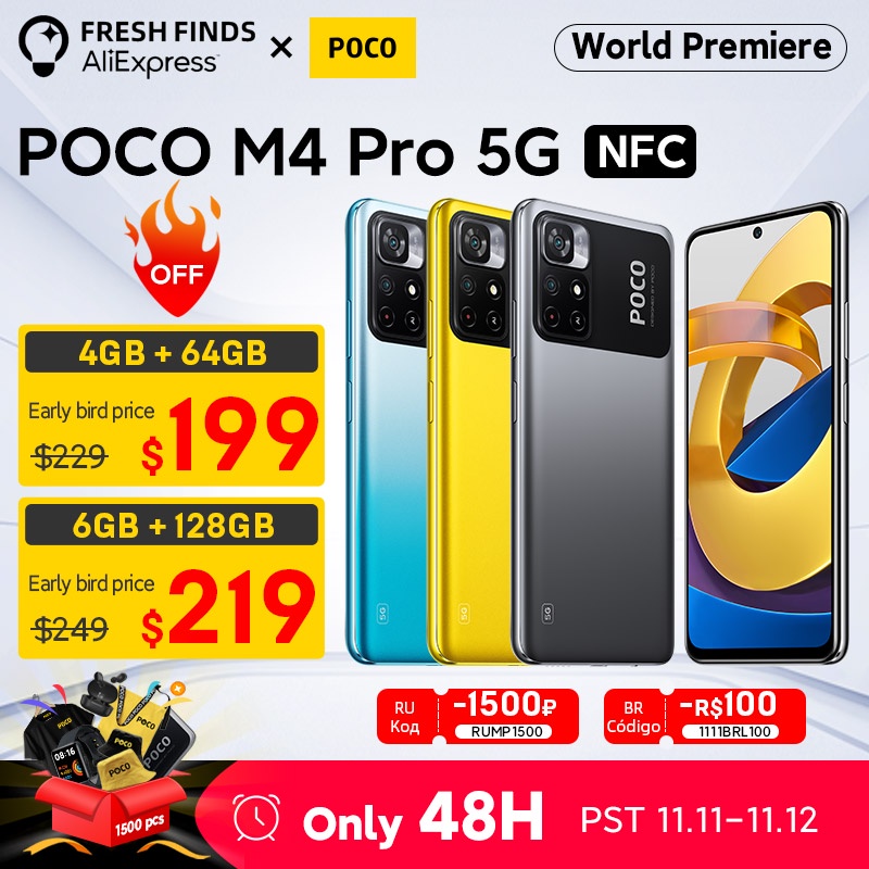 [World Premiere] Global Version POCO M4 Pro 5G NFC 4GB 64GB / 6GB 128GB Smartphone MTK Dimensity 810 6.6