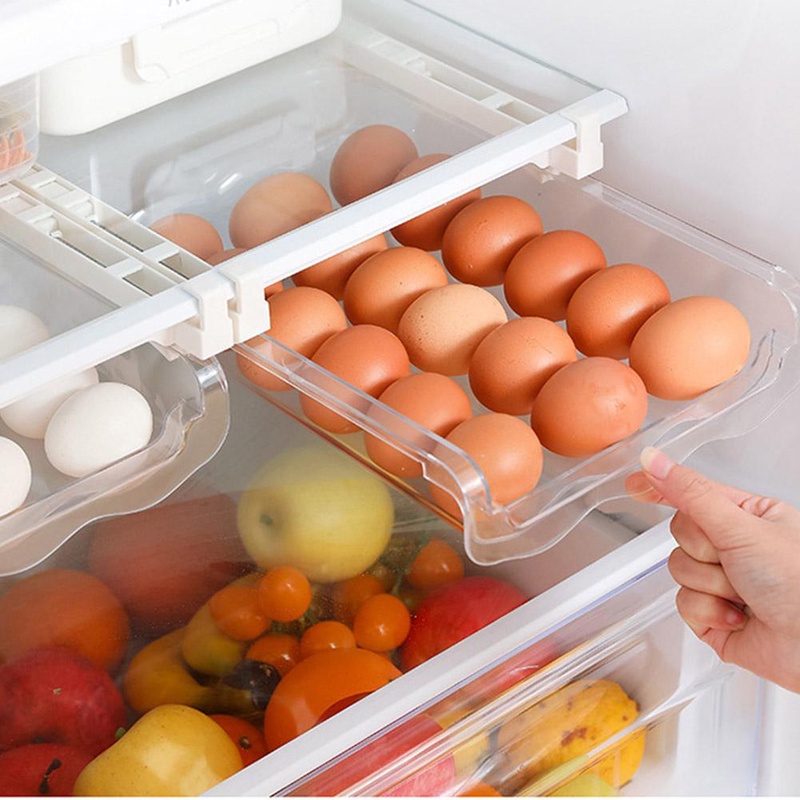 New Adjustable Kitchen Egg Organizer Storage Rack Box Fridge Freezer Shelf Holder Pull-out Drawer Space Saver 45a - Storage Trays - AliExpress
