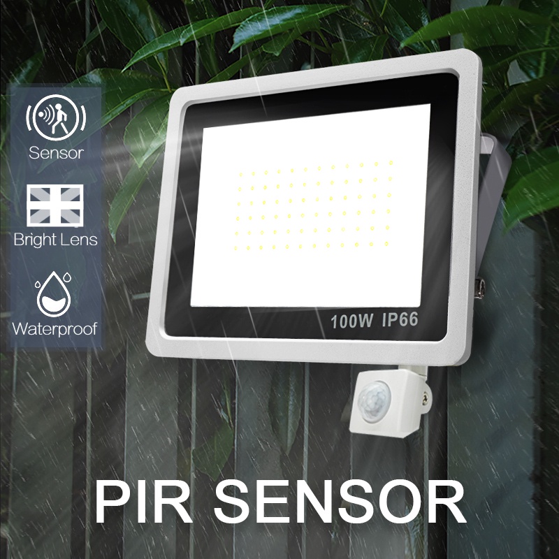 LED Floodlight PIR Motion Sensor 220V 10W 20W 30W 50W 100W Cold Warm White Reflector Waterproof IP66 Outdoor Induction Lighting|Floodlights| - AliExpress