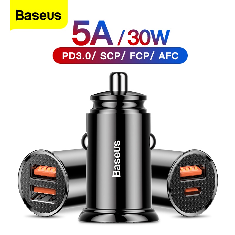 Baseus 30W Quick Charge 4.0 3.0 USB Car Charger For Xiao Mi9 Huawei Supercharge SCP QC4.0 QC3.0 Fast PD USB C Car Phone Charger|Car Chargers| - AliExpress