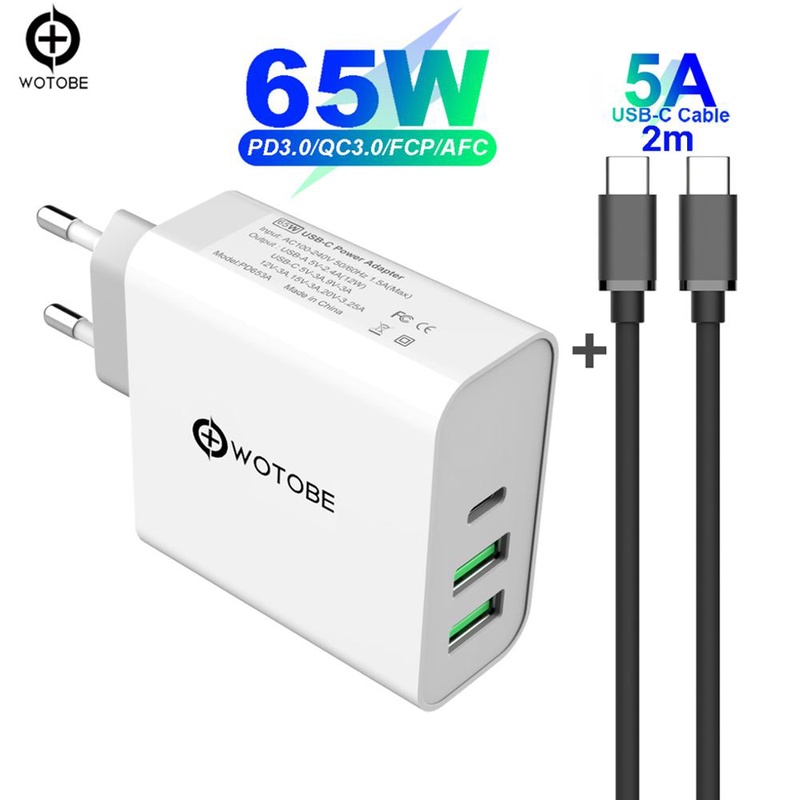 65W TYPE C USB C Power Adapter,1Port PD60W QC3.0 Charger For USB C Laptops MacBook Pro/Air iPad Pro,2port USB for S8/S10 iPhone|Mobile Phone Chargers| - AliExpress