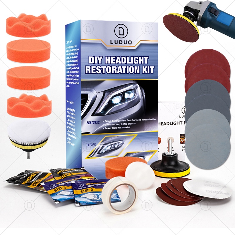 LUDUO DIY Headlight Restoration Polishing Kits Headlamp Clean Paste Systems Car Care Wash Head Lamps Brightener Refurbish Repair|Polishing & Grinding Materials Set| - AliExpress