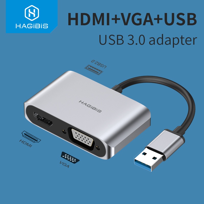 Hagibis USB 3.0 to HDMI VGA Adapter 4K HD 1080P Multi Display 2in1 USB to HDMI Converter Audio Video Cable for windows 7/8/10 OS|HDMI Cables| - AliExpress