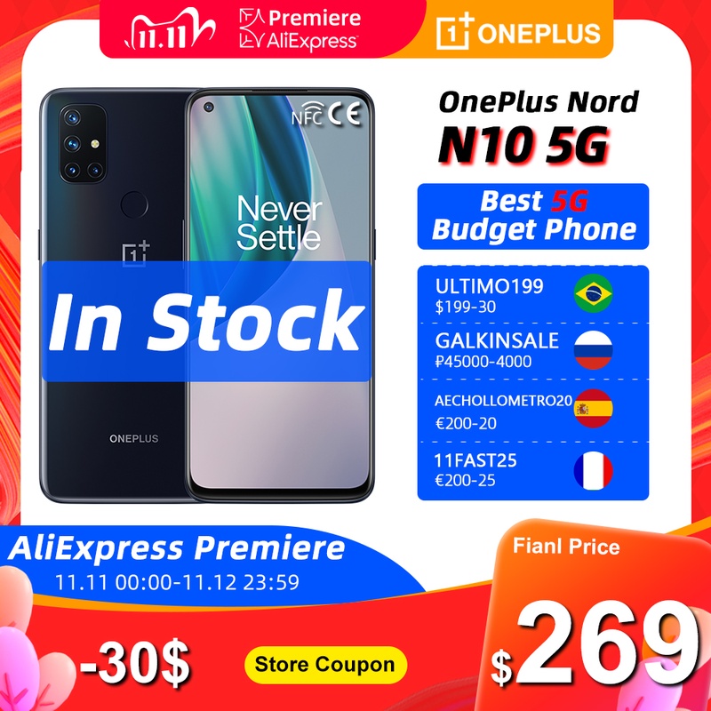 World Premiere Global Version OnePlus Nord N10 5G 6GB 128GB Snapdragon 690 Smartphone 90Hz Display 64MP Quad Cams Warp 30T NFC|Cellphones| - AliExpress