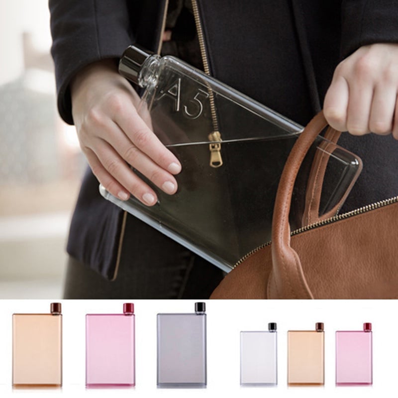 A5 A6 Paper Cup Botlte Flat Water Bottle Bpa Free Clear Book Portable Paper Pad Water Bottle Flat Drinks Kettle Notebook Bottle|Water Bottles| - AliExpress
