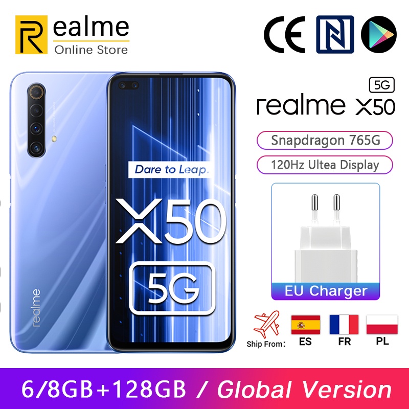הגלובלי גרסה Realme X50 X 50 5G Smartphone 8GB 128GB Snapdragon 765G 6.57 ''120Hz ultra תצוגת 48MP Quad אחורי מצלמות 30W תשלום|טלפונים ניידים| - AliExpress