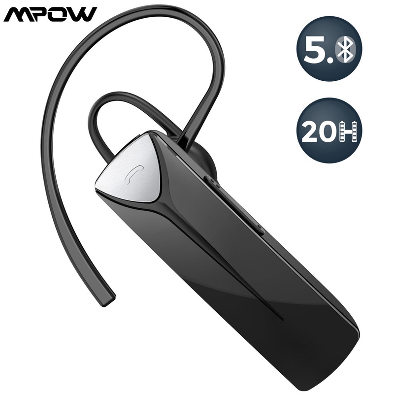 MPOW Bluetooth 5.0 Wireless Single Earphone Man office 20 Hours Ear Hook Headphone With Microphone Noise Cancelling Work Headset|Bluetooth Earphones & Headphones| - AliExpress