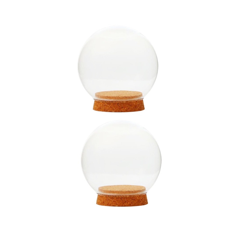 2Pcs Dia 12cm Clear Glass Display Dome Cover Cloche Round Jar Succulent Terrariums with Wood Cork for Office Table Decor DIY|Vases| - AliExpress