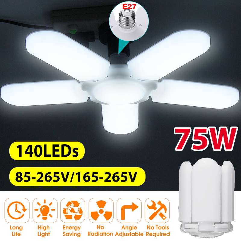 75W E27 Led Lamp Led Bulb Led Industrial Light Bulb AC 85 265V Foldable Fan Blade Light Lighting for Living Room Garage Light|Industrial Lighting| - AliExpress