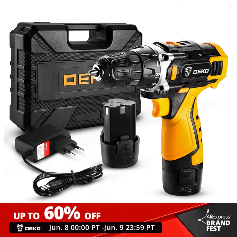 DEKO New Series 12V 16V 20V Cordless Drill Screwdriver Mini Wireless Power Driver 18+1 Torque Settings Lithium Ion Battery|Electric Drills| - AliExpress