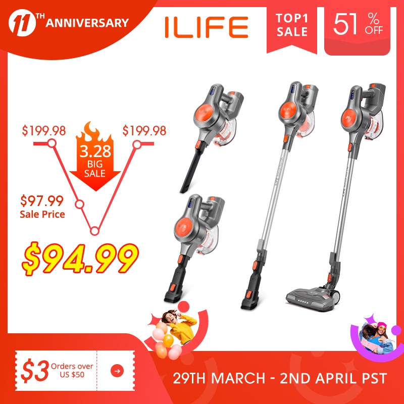 EASINE by ILIFE H70 Handheld Vacuum Cleaner, 21000Pa Strong Suction Power, 40Minutes runtimes, removable battery, 1.2L Dust box|Vacuum Cleaners| - AliExpress