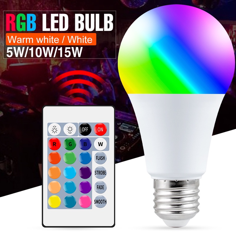 E27 Smart Control Lamp Led RGB Light Dimmable 5W 10W 15W RGBW Led Lamp Colorful Changing Bulb Led Lampada RGBW White Decor Home|LED Bulbs & Tubes| - AliExpress