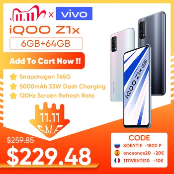 Original vivo iQOO Z1x 5G Mobile Phone Snapdragon 765G Celular 5000mAh Battery 120Hz Refresh rate 33W Charge Android Smartphone