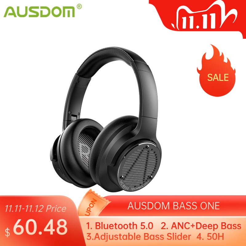 [Newest]AUSDOM Deep Bass Headphone,Wireless Bluetooth5.0 ANC Headset,CVC Microphone,Dynamic Driver HiFi Party DJ Music Headphone|Bluetooth Earphones & Headphones| - AliExpress
