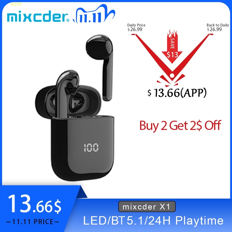 Mixcder X1 TWS Bluetooth Wireless Earphones with 4 Microphone BT5.1 Noise Cancellation Earbuds Sports Earphone 24Hrs Playtime|Bluetooth Earphones & Headphones| - AliExpress